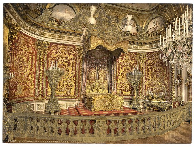 Royal bedroom, Herrenchiemsee Castle, Upper Bavaria, Germany