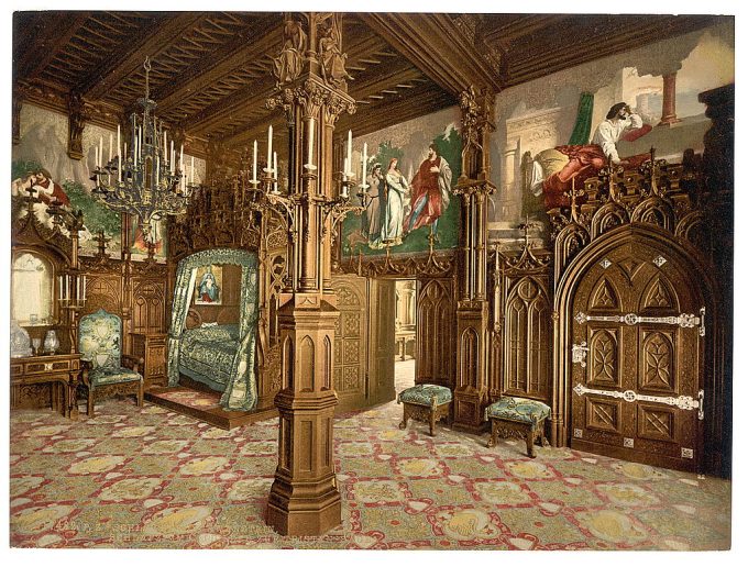 Pictures of Tristan story, bedroom, Neuschwanstein Castle, Upper Bavaria, Germany