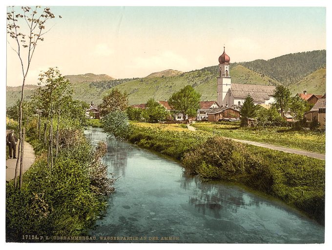 A Scene on the Ammer, Oberammergau, Upper Bavaria, Germany