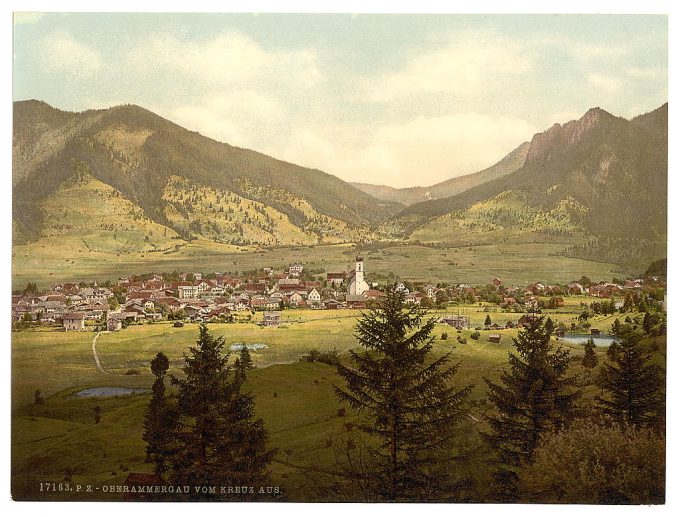 Oberammergau from Kreus (i.e. Kreuz), Upper Bavaria, Germany