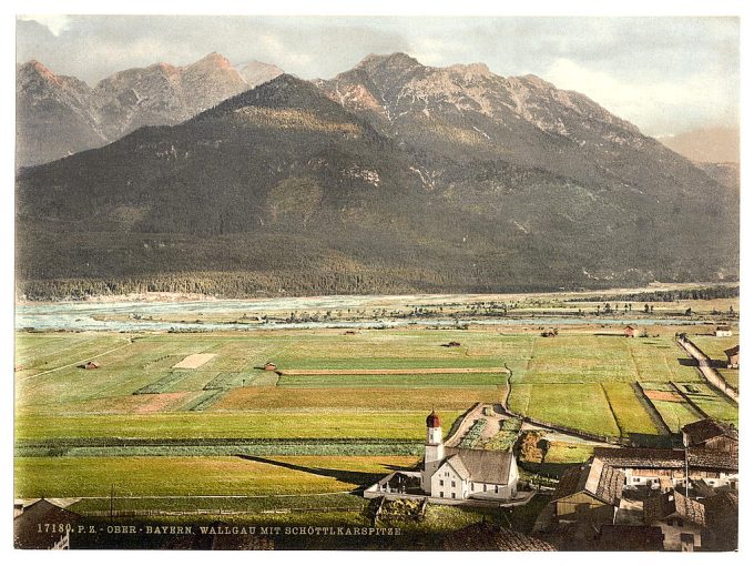 Wallgau with Schottlkarspitze, Upper Bavaria, Germany