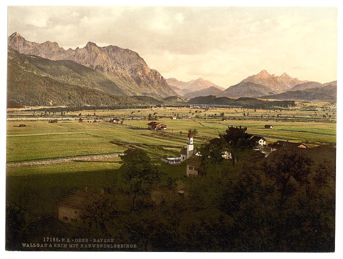 Walgau and Krim with Karwendelgebirge, Upper Bavaria, Germany