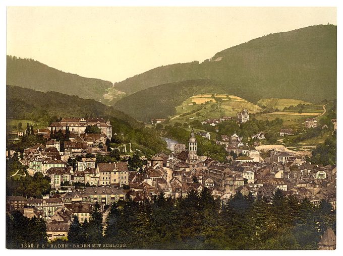 Baden-Baden, general view with castle, Baden, Germany