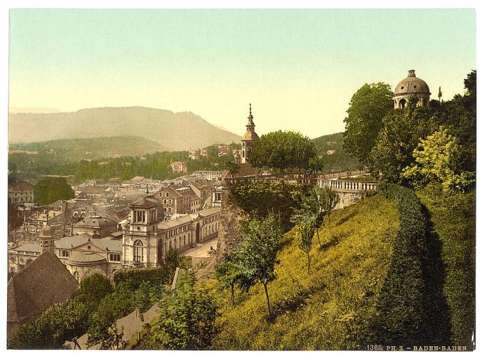 The terrace of the New Castle, Baden-Baden, Baden, Germany