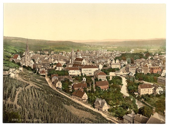 Esslingen seen from Dreikaiserfallsen, Black Forest, Baden, Germany