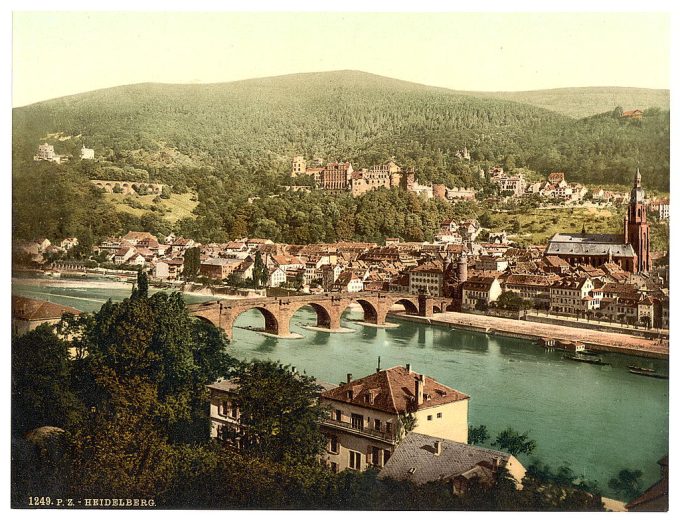 Heidelberg, seen from the Philosophenweg, Baden, Germany