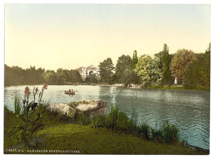 Lake in public garden, Karlsruhe, Baden, Germany
