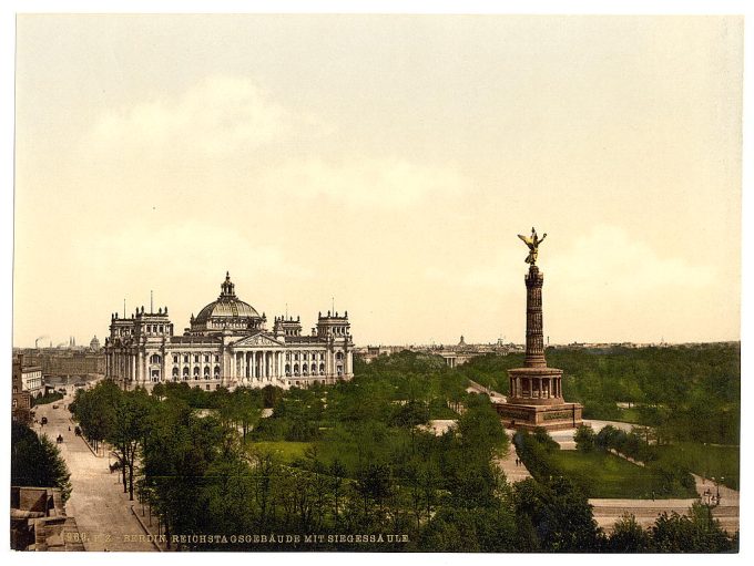 Reichstag House, with Triumphal Column, Berlin, Germany