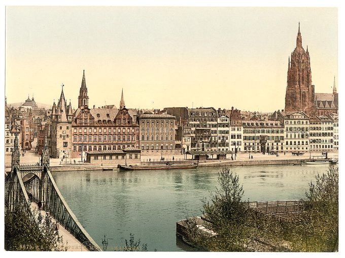 Untermainquai, Saalhof and Cathedral, Frankfort on Main (i.e. Frankfurt am Main), Germany