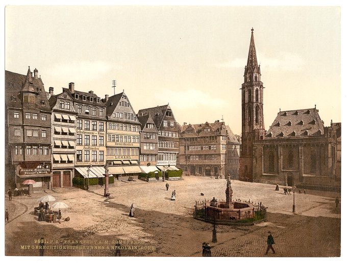 Romerberg and Nicholas Church, Frankfort on Main (i.e. Frankfurt am Main), Germany