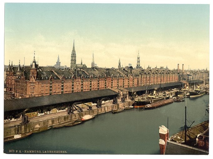 Warehouses at docks, Hamburg, Germany
