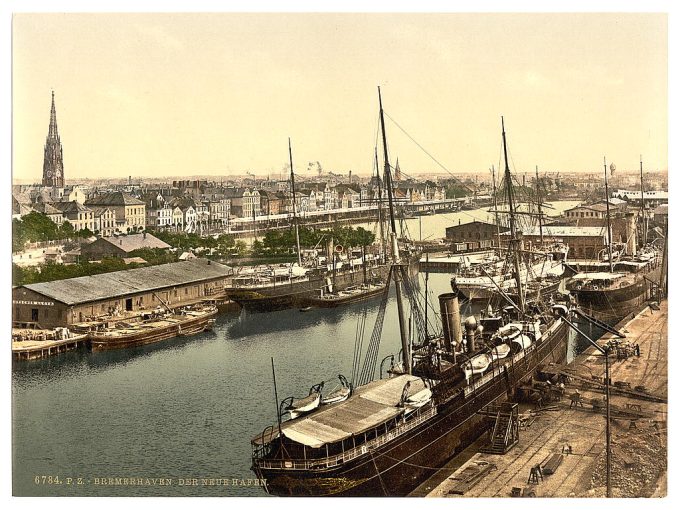 New Harbor from the Lighthouse, Bremerhafen, Hanover (i.e. Hannover), Germany