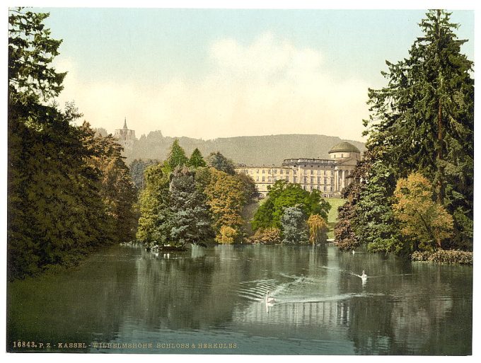 Castle and Hercules, Wilhelmshohe, Cassel (i.e., Kassel), Hesse-Nassau, Germany