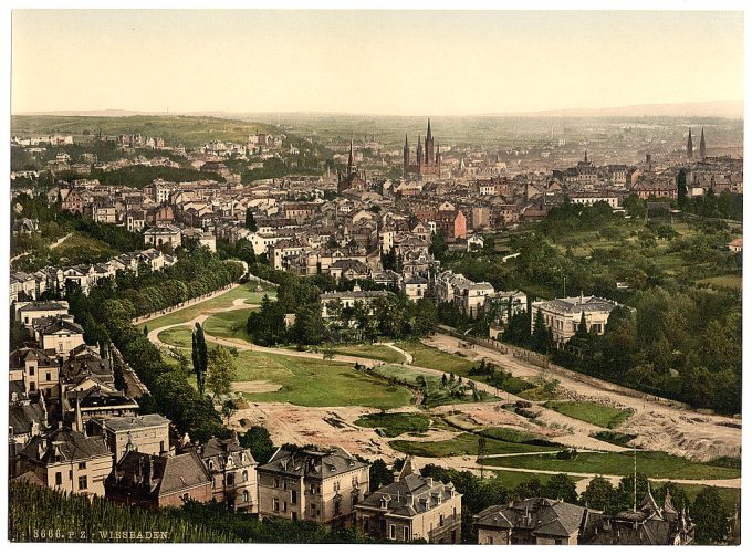 General view from Neroberg, Wiesbaden, Hesse-Nassau, Germany