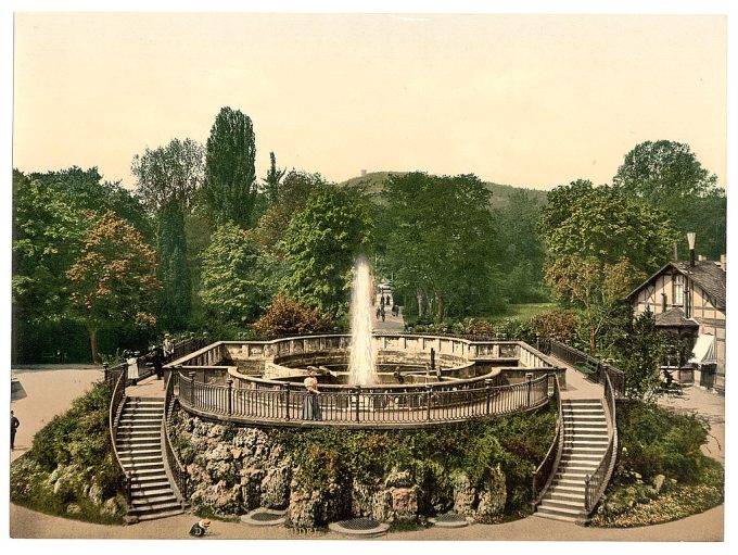 Bad Neuheim (i.e. Bad Nauheim), the Great Fountain, Hesse-Nassau, Germany