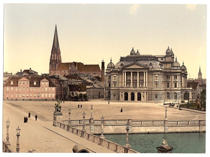 The theatre and cathedral, Schwerin, Mecklenburg-Schwerin, Germany