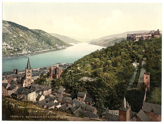 Bacharach and ruins of Stahleck, the Rhine, Germany