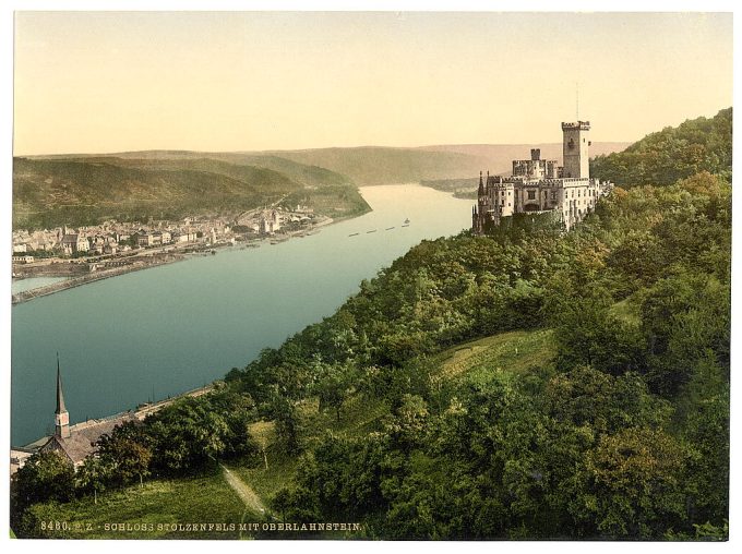 Stolzenfels Castle and Oberlahnstein, the Rhine, Germany