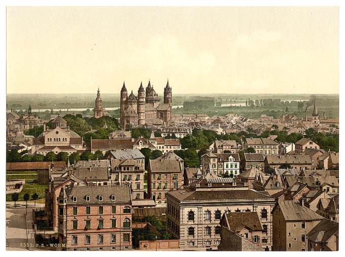 General view, Worms, the Rhine, Germany