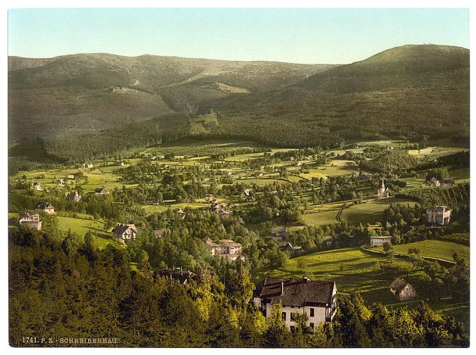 Schreiberhau, with the Hochgebirge, Riesengebirge, Germany (i.e., Szklarska Poreba, Poland)