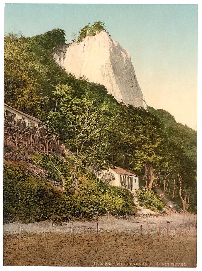 The Konigsstuhl, with fisher huts, Stubbenkammer, Isle of Rugen, Germany