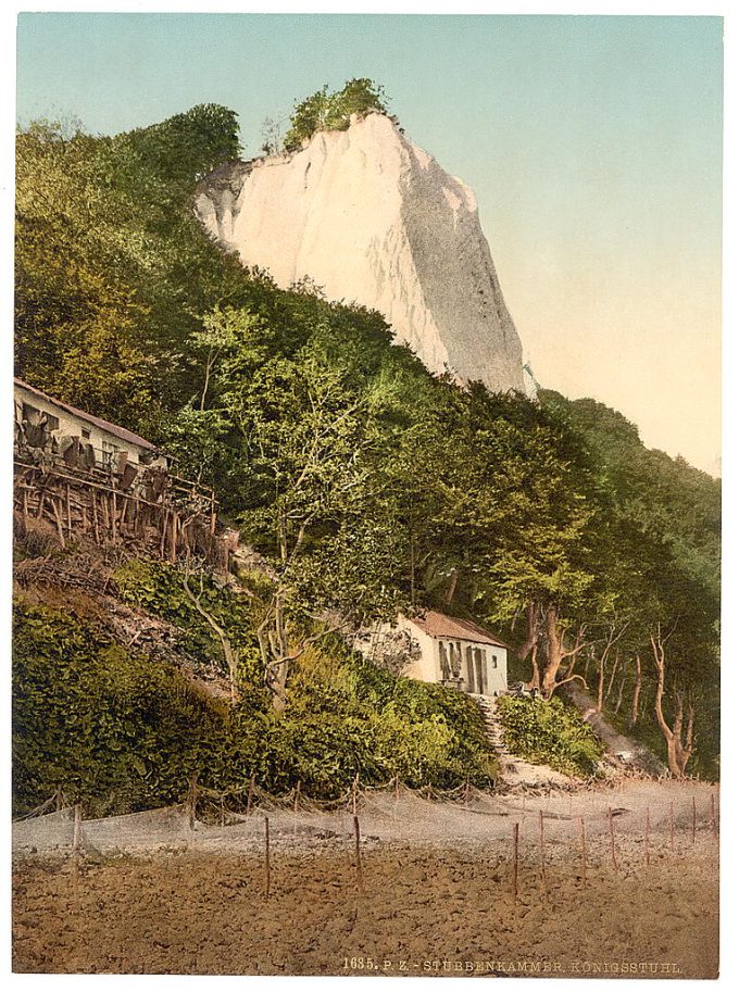 The Konigsstuhl, with fisher huts, Stubbenkammer, Isle of Rugen, Germany