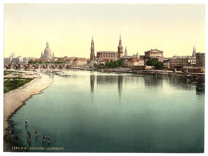 Altstadt, Dresden, seen from the Marienbrucke, Saxony, Germany