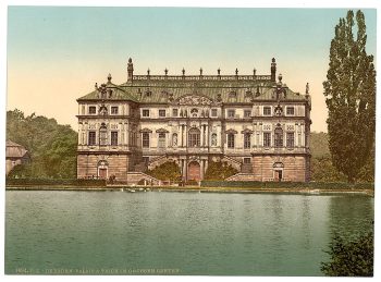 The palace and the pond in the Grand Garden, Altstadt, Dresden, Saxony, Germany