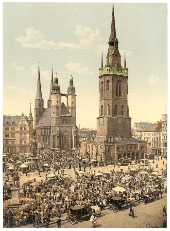 The market place, Halle, German Saxony, Germany