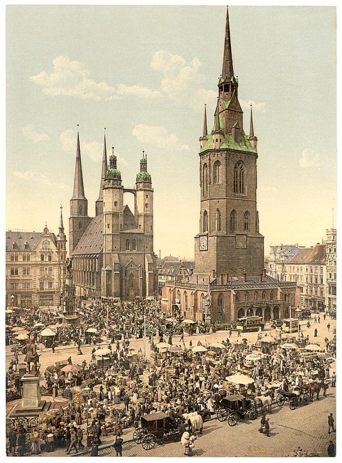 The market place, Halle, German Saxony, Germany