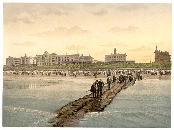 Hotels and beach, Borkum, Schleswig-Holstein, Germany