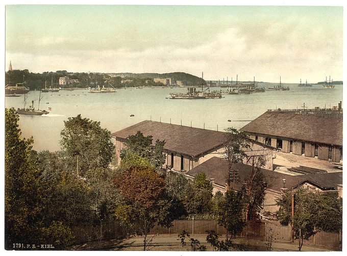 Showing war ships, the harbor, Kiel, Schleswig-Holstein, Germany