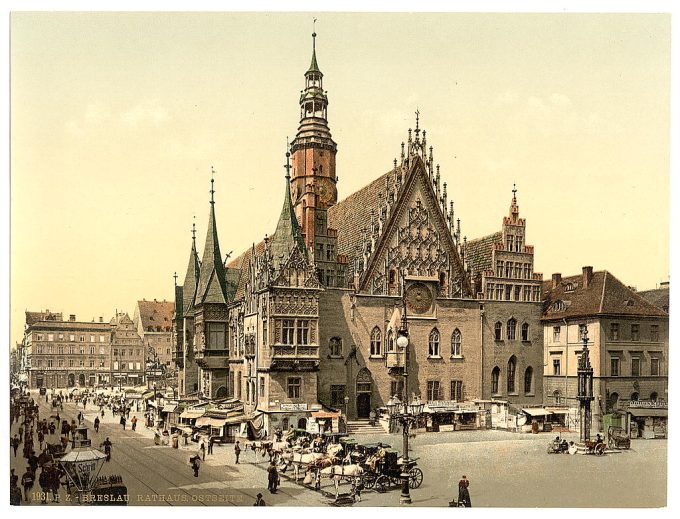 Town hall from the east, Breslau, Silesia, Germany (i.e., Wroclaw, Poland)