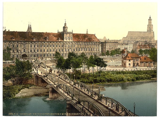 University with bridge, Breslau, Silesia, Germany (i.e., Wroclaw, Poland)