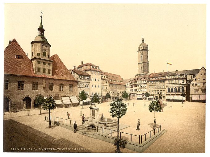 Market place and Bismarck's Fountain, Jena, Thuringia, Germany