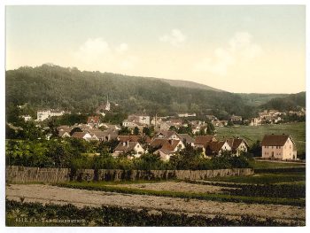 Bath of Liebenstein (i.e., Bad Liebenstein), from the Reichshohe, Thuringia, Germany