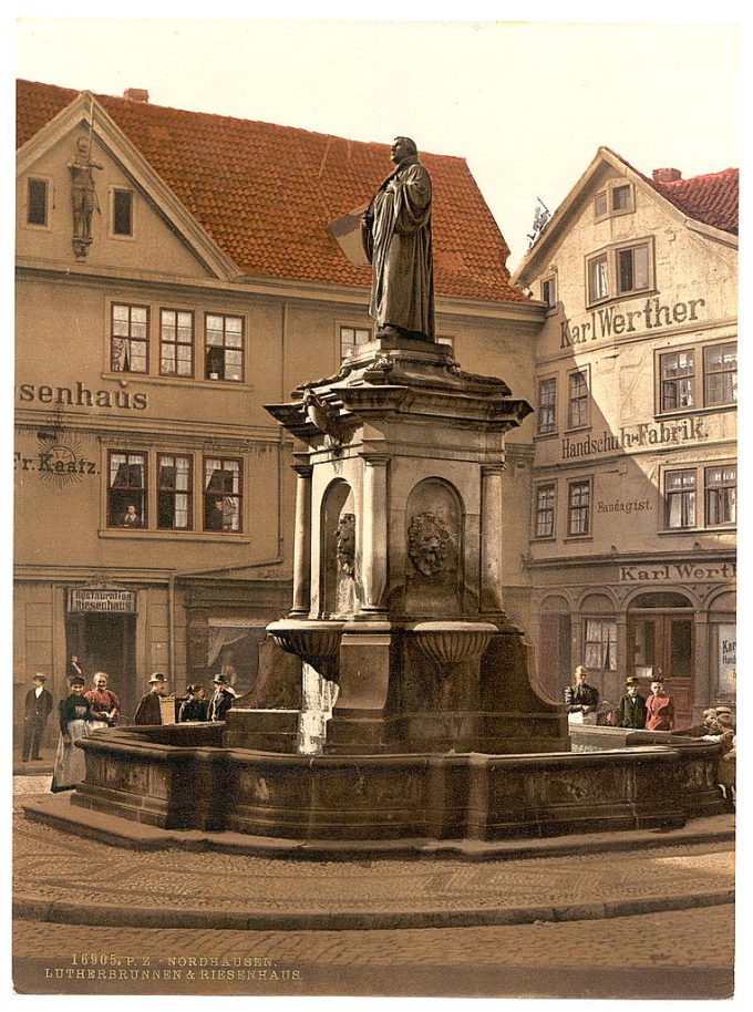 Luther Fountain at Riesenhaus, Nordhausen, Thuringia, Germany