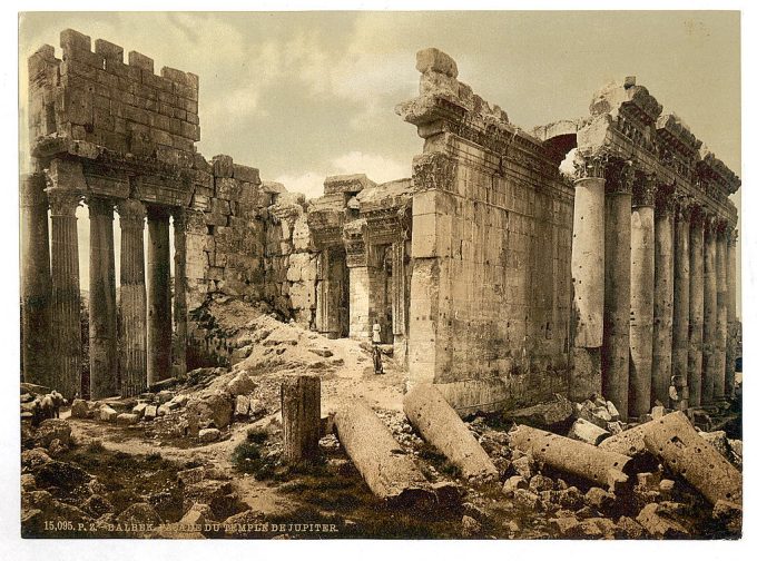 Temple of Jupiter, the facade, Baalbek, Holy Land, (i.e., Ba'labakk, Lebanon)