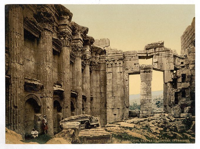 Temple of Jupiter, interior, Baalbek, Holy Land, (i.e., Ba'labakk, Lebanon)