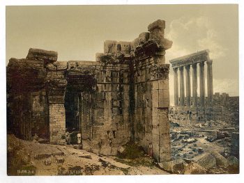 View of the two temples, Baalbek, Holy Land, (i.e., Ba'labakk, Lebanon)