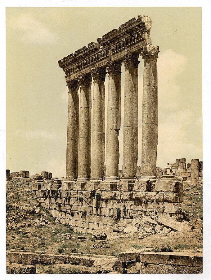 Temple of the Sun, side view, Baalbek, Holy Land, (i.e., Ba'labakk, Lebanon)