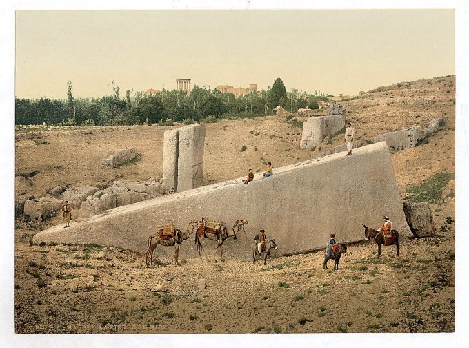 Temple of the Sun, center stone, Baalbek, Holy Land, (i.e., Ba'labakk, Lebanon)
