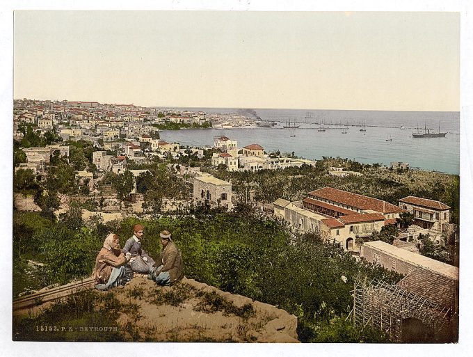 Town and harbor from St. Dimila, Beyrout, Holy Land, (i.e., Beirut, Lebanon)