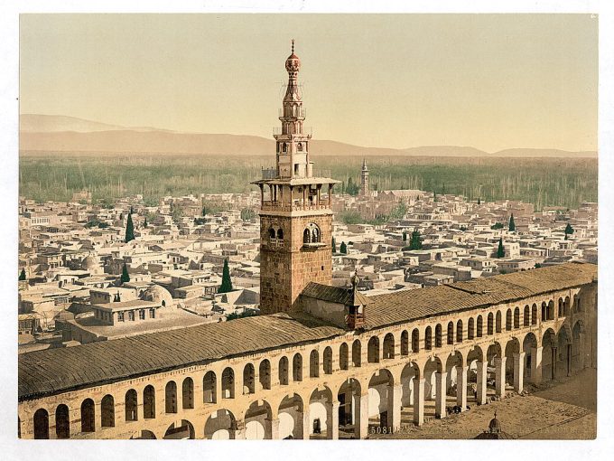 General view and Minaret of the Bride, Damascus, Holy Land, (i.e. Syria)