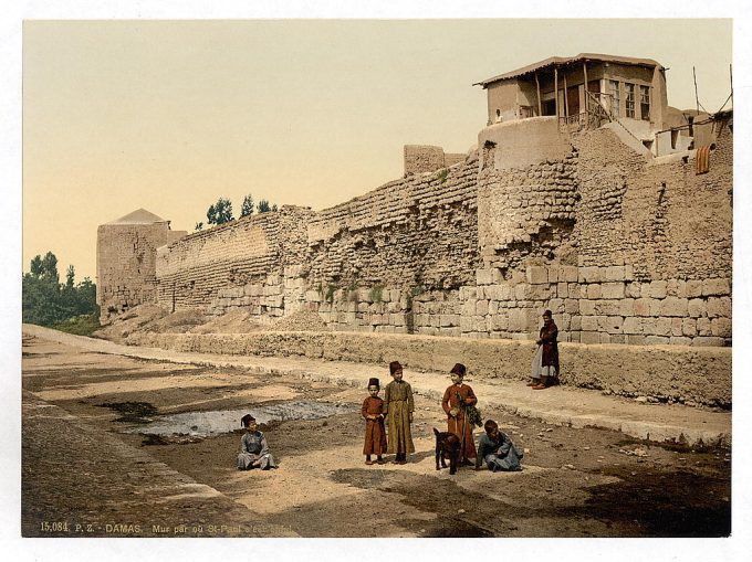 Wall over which St. Paul escaped, Damascus, Holy Land, (i.e. Syria)