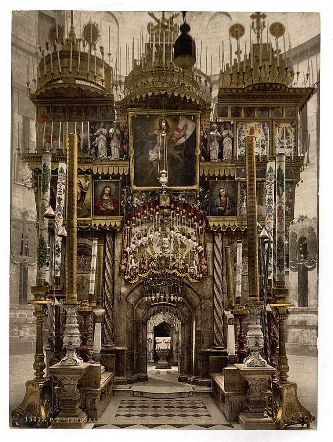 The interior of the Holy Sepulchre, Jerusalem, Holy Land