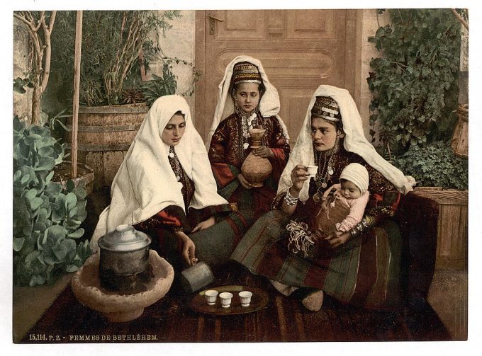 Group of women of Bethlehem, Holy Land, (i.e., West Bank)